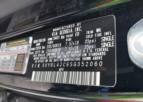 2025 Kia Sorento S from USA, damaged, VIN 5XYRL4JC6SG352060